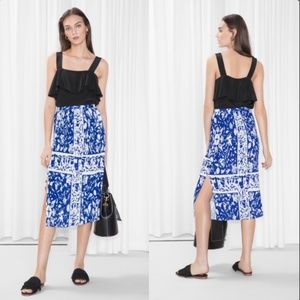 & Other Stories Pleats Panel Skirt in Blue Sailboa